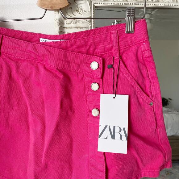 Zara Asymmetrical Button Front Denim Skort - Picture 4 of 16